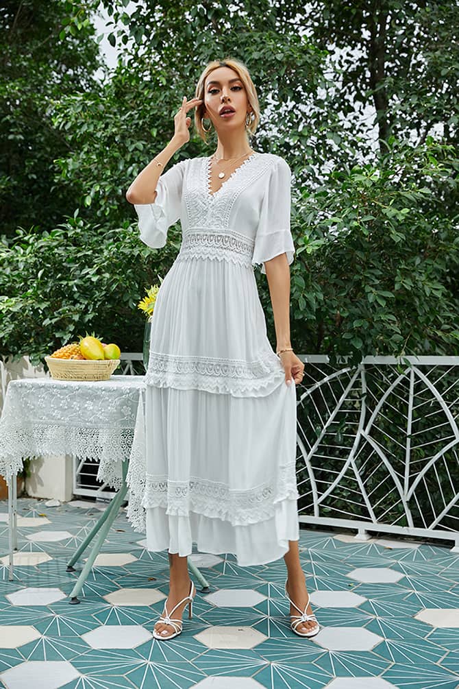 Robe champêtre blanche new arrivals