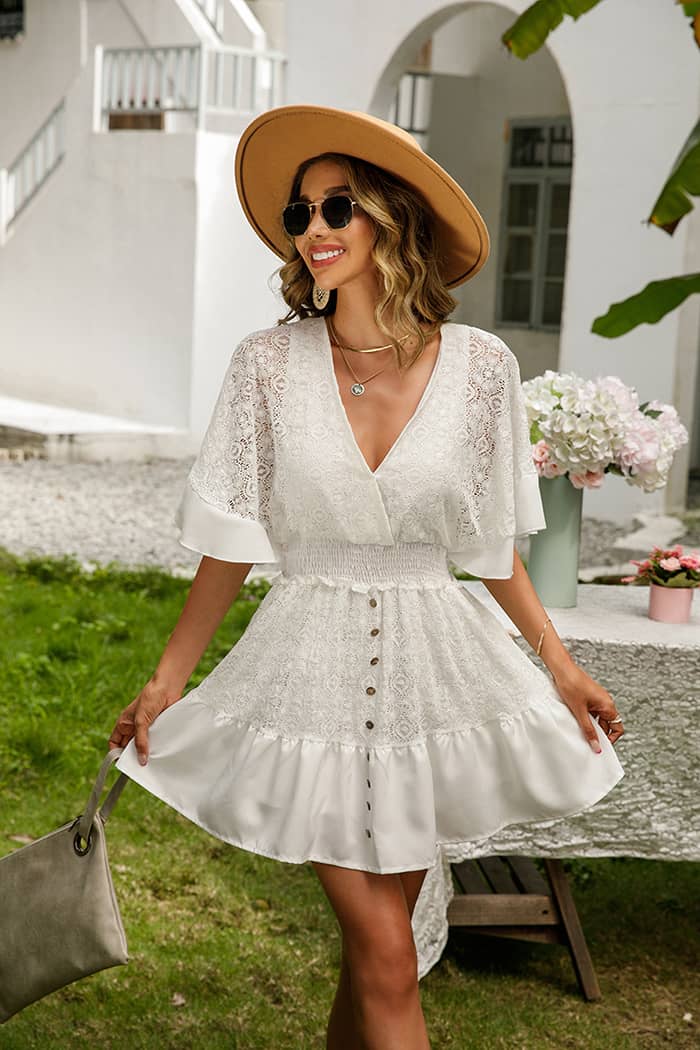 Robe Blanche Style Boheme Champetre Mlle Champetre