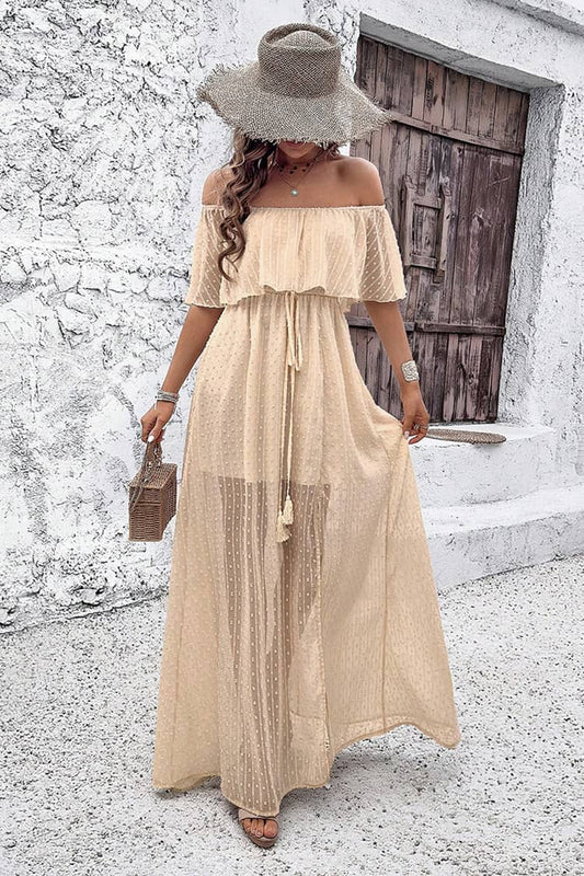 Robe Longue Col Bateau Champetre