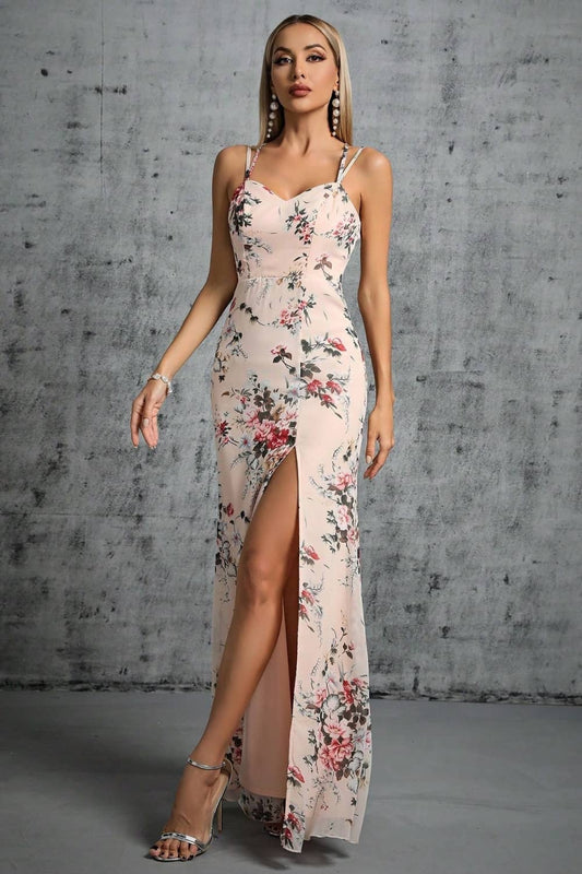 Robe Longue Fendue <br> Fleurie