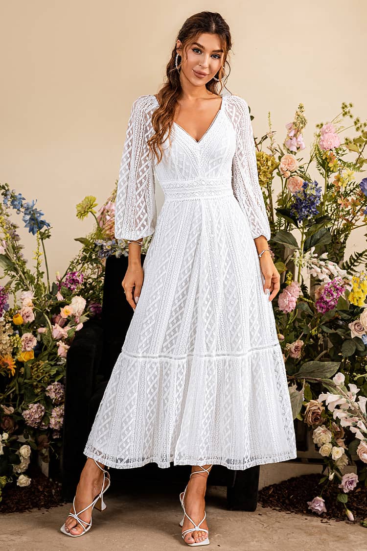 Robe longue blanche online a fleur