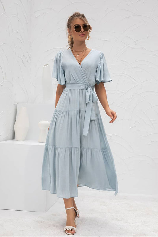 Robe Longue Maxi <br> Champêtre Bleue