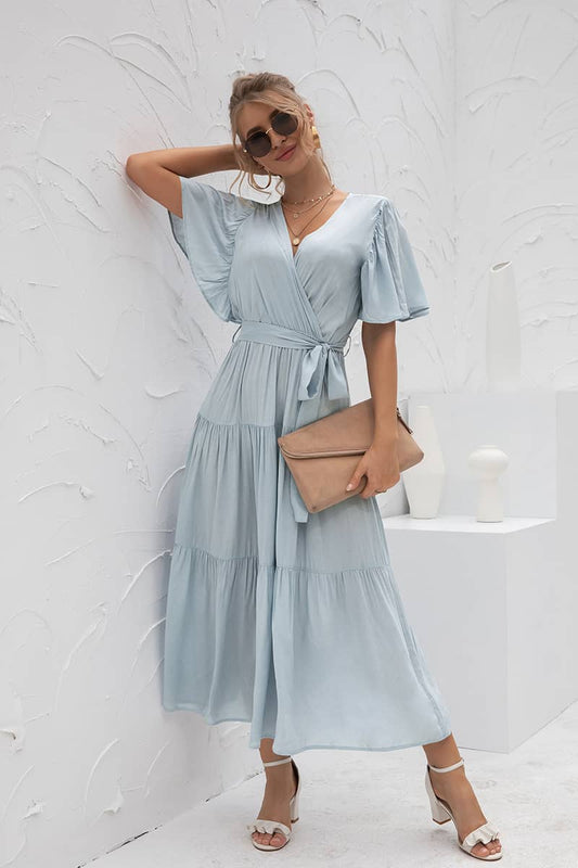 Robe Longue Maxi Champetre Bleu