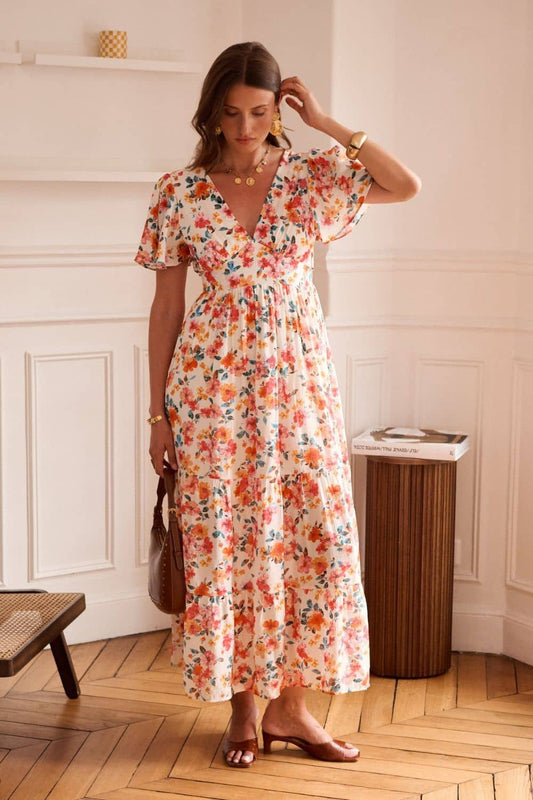Robe Fluide Invitée <br> Mariage Fleurie